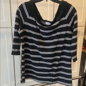 Black and White Striped Women's Top